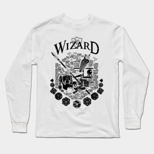 RPG Class Series: Wizard - Black Version Long Sleeve T-Shirt